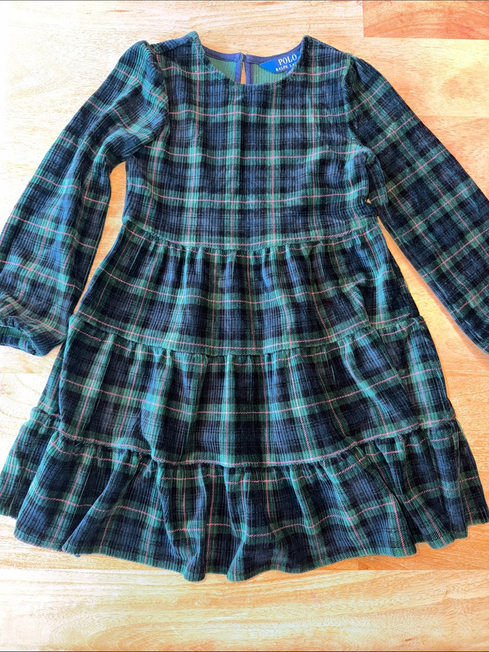 Polo by Ralph Lauren Green and Blue Plaid Tiered Dress